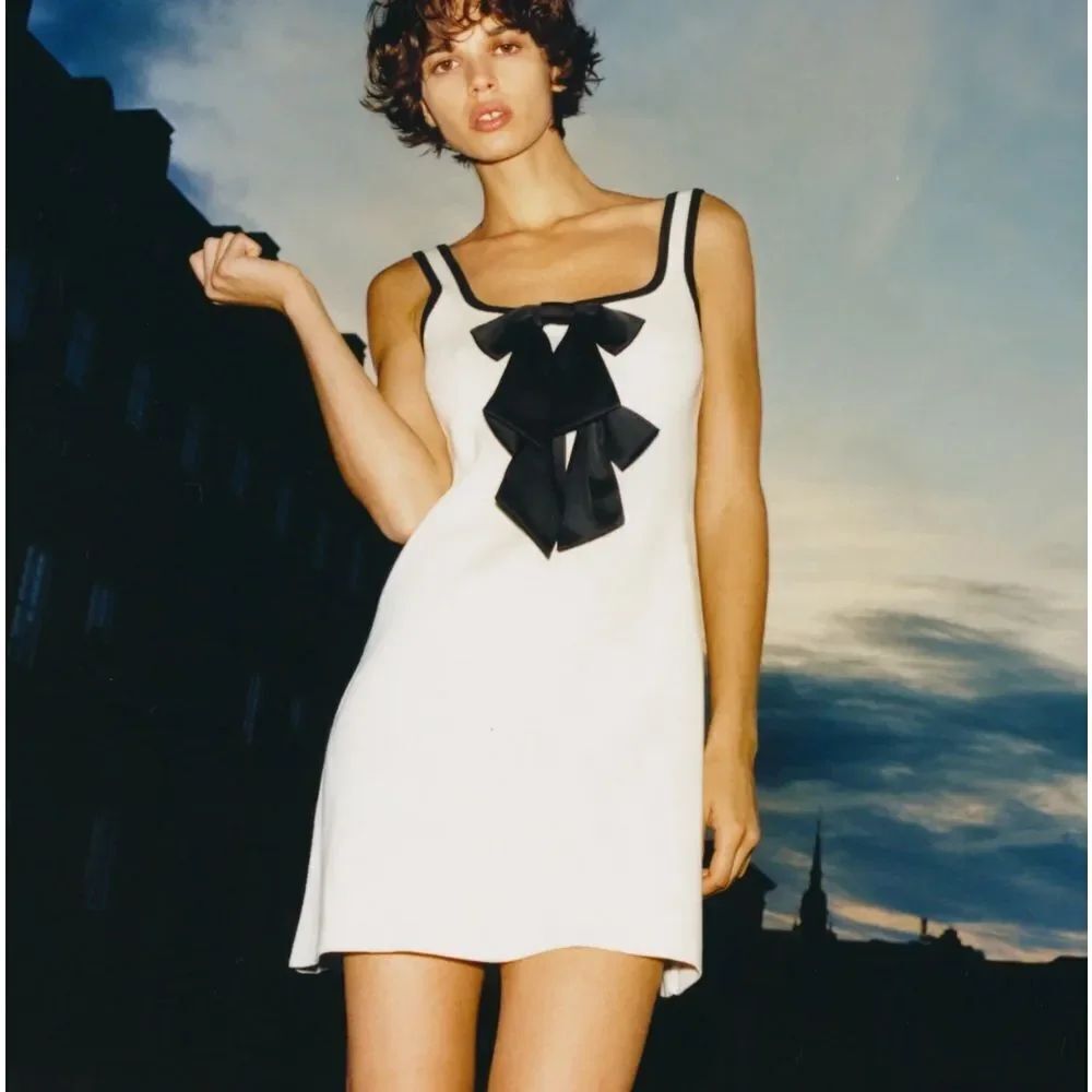 H&M Sleeveless Minidress With Bows Sz Med
